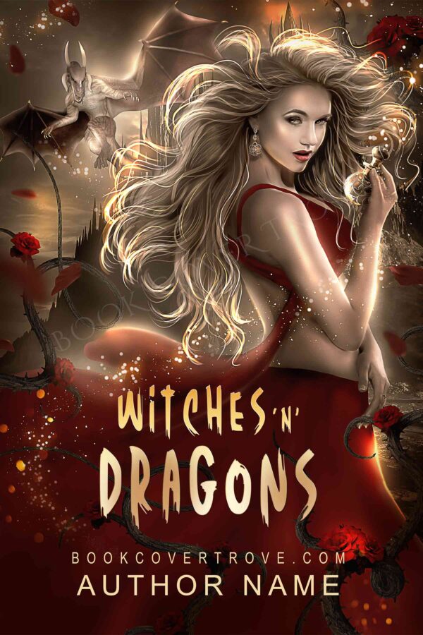 PREMADE FANTASY BOOK COVER WITCHES AND DRAGONS